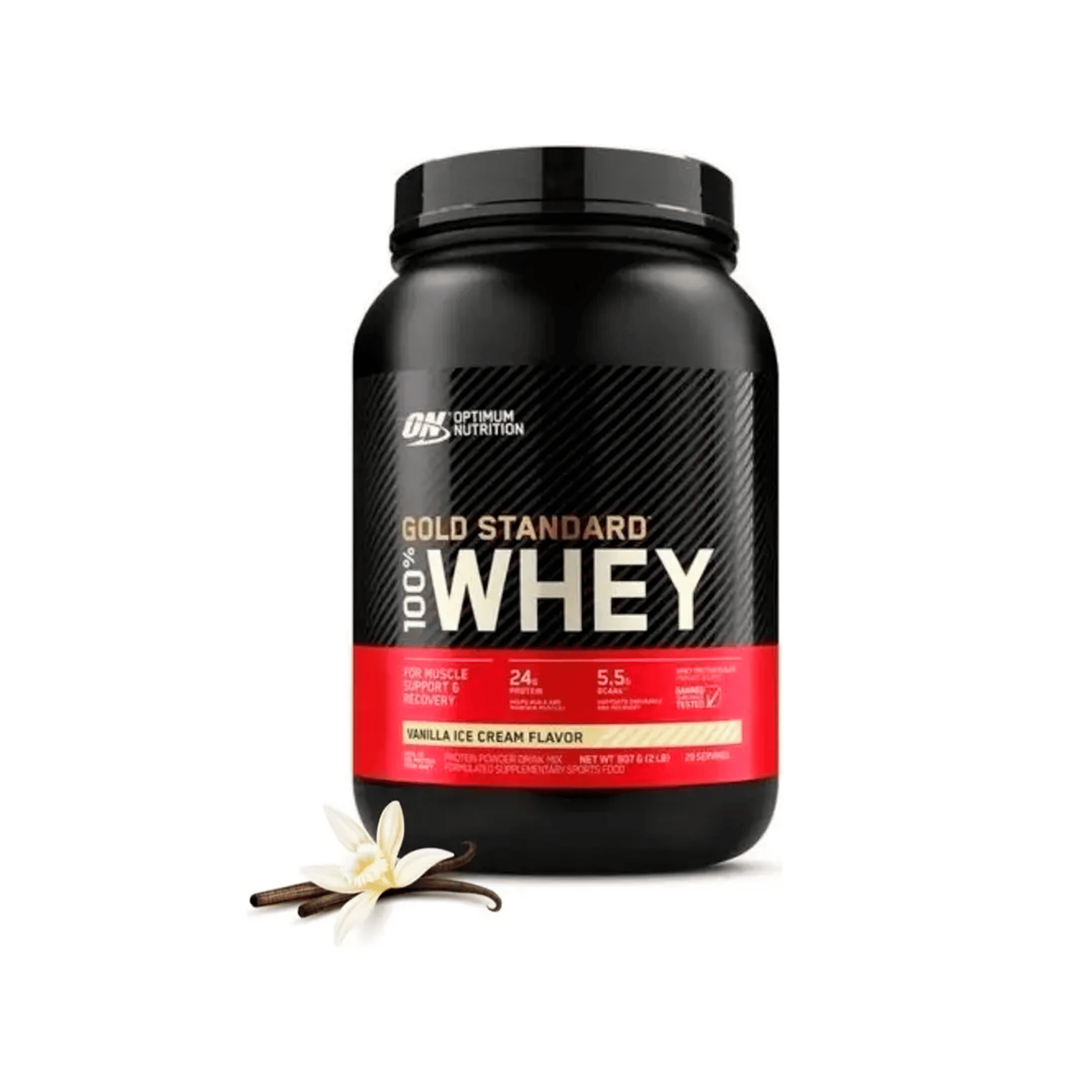Whey Gold Standard Optimum Nutrition, 907 g, sabor a helado de vainilla