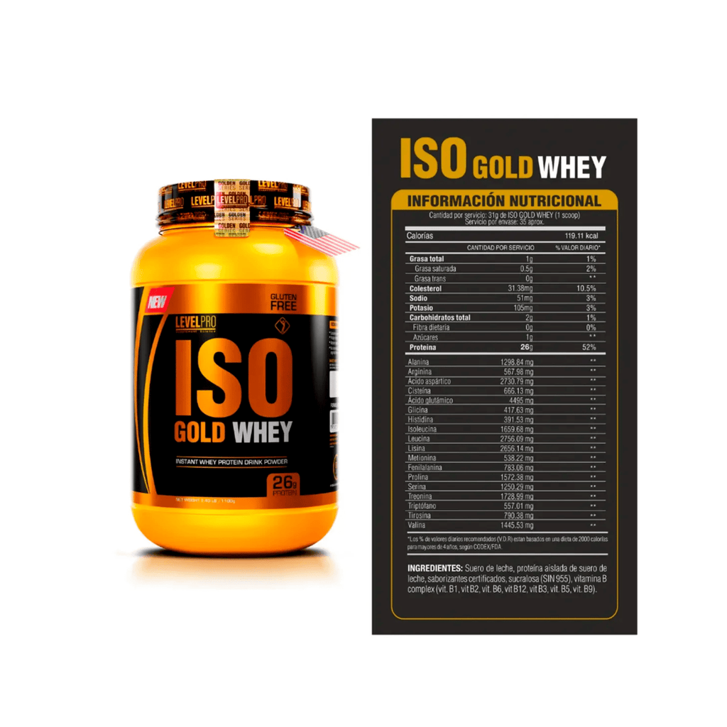 Iso Gold Whey 1.1 Kg - Level Pro Sabor Vainilla / Chocolate / Fresa
